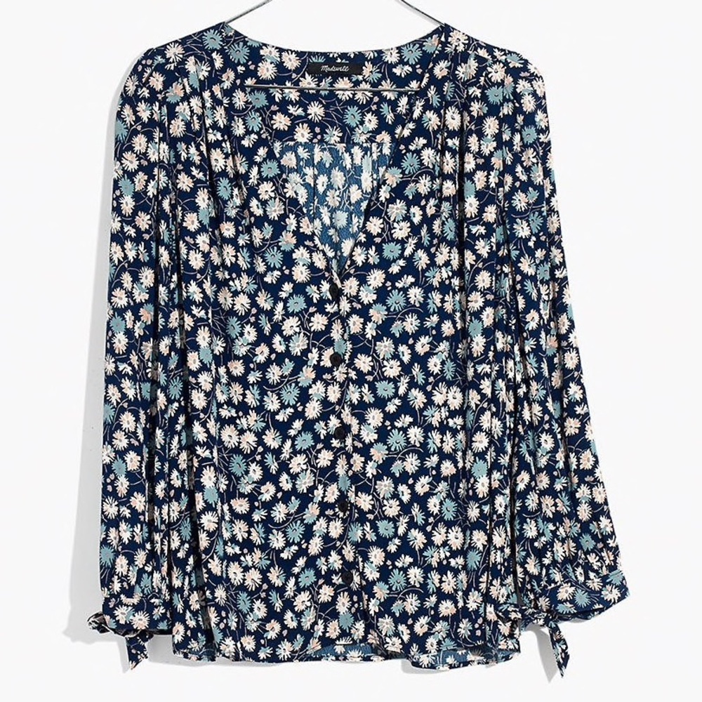 Madewell Tie-Sleeve Button-Down Top French Floral